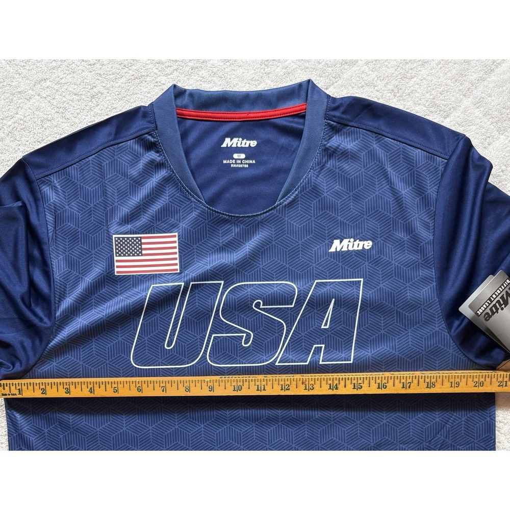 Mitre Men's Team USA Blue Hexagon Pattern Jersey Flag Size Medium NWT -1940 - Picture 6 of 9